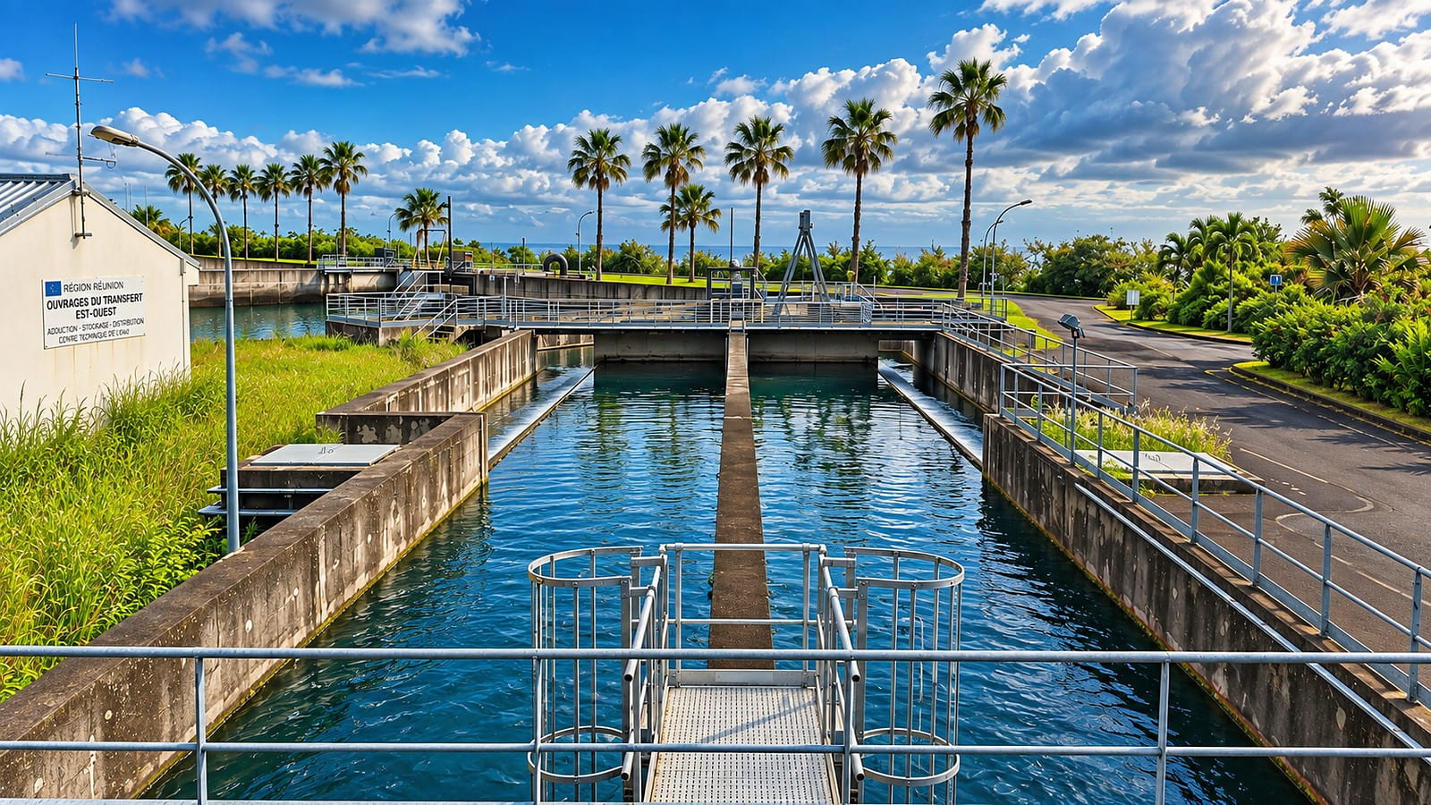 Infrastructure hydraulique dans le relief réunionnais
